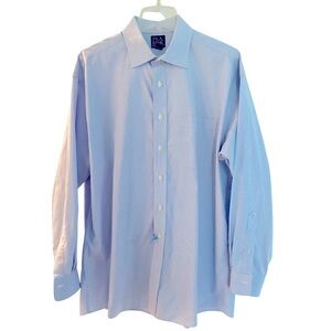 Jos. A. Bank Travelers Collection blue pinstriped dress shirt Point collar 16.5